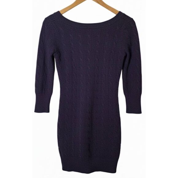 Vtg Rugby polo ralph lauren women's xs cable sweater dress wool cashmere purple - Picture 5 of 8